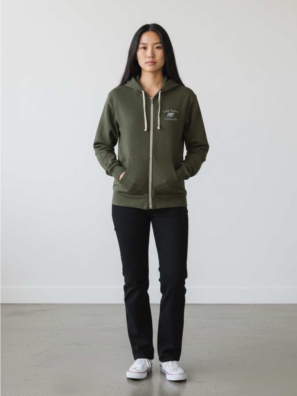 NWT Lake Tahoe California Olive Zip-Up Hoodie Women's Size Medium